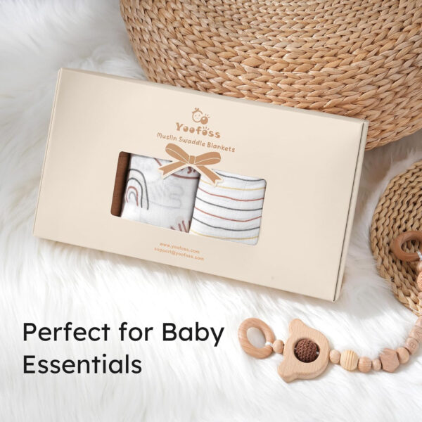 Yoofoss Organic Muslin Swaddle Blankets, Baby Blankets, 47 x 47 Inches Receiving Blanket for Baby Boys and Girls, Baby Essentials for Newborns Soft Breathable