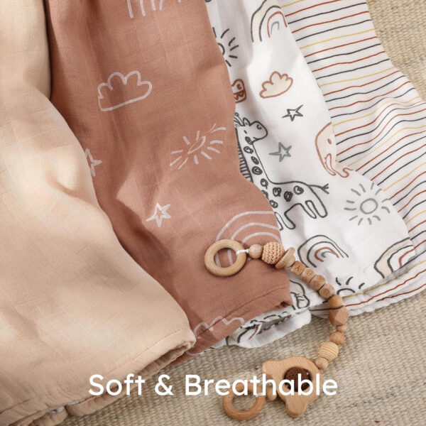 Yoofoss Organic Muslin Swaddle Blankets, Baby Blankets, 47 x 47 Inches Receiving Blanket for Baby Boys and Girls, Baby Essentials for Newborns Soft Breathable