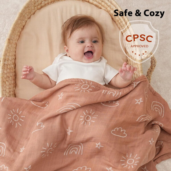 Yoofoss Organic Muslin Swaddle Blankets, Baby Blankets, 47 x 47 Inches Receiving Blanket for Baby Boys and Girls, Baby Essentials for Newborns Soft Breathable