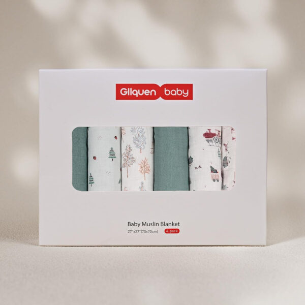 GLLQUEN BABY Receiving Blanket Boy Cotton Muslin Swaddle Blankets Girl Newborn Squares Breathable & Soft Thin Baby Blankets Cloths Double Absorbent Infant Swaddling Wrap - 6 Pack (Sun)