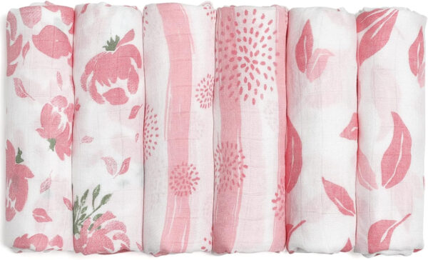 GLLQUEN BABY Receiving Blanket Boy Cotton Muslin Swaddle Blankets Girl Newborn Squares Breathable & Soft Thin Baby Blankets Cloths Double Absorbent Infant Swaddling Wrap - 6 Pack (Sun)