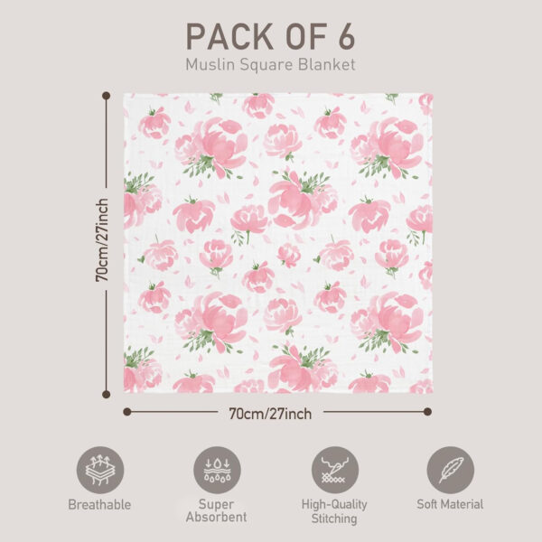 GLLQUEN BABY Receiving Blanket Boy Cotton Muslin Swaddle Blankets Girl Newborn Squares Breathable & Soft Thin Baby Blankets Cloths Double Absorbent Infant Swaddling Wrap - 6 Pack (Sun)