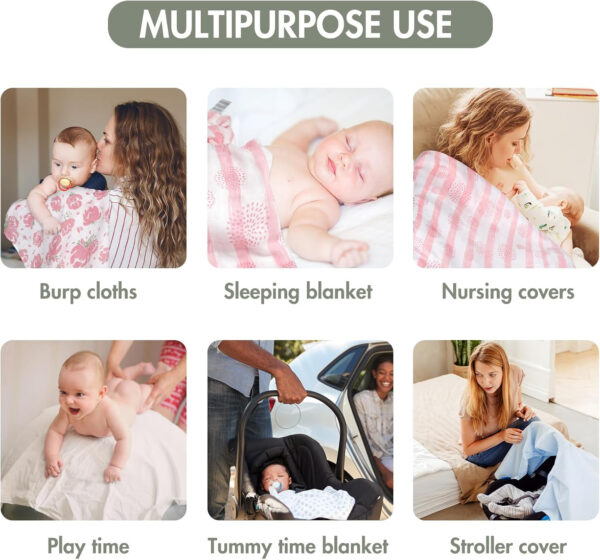 GLLQUEN BABY Receiving Blanket Boy Cotton Muslin Swaddle Blankets Girl Newborn Squares Breathable & Soft Thin Baby Blankets Cloths Double Absorbent Infant Swaddling Wrap - 6 Pack (Sun)