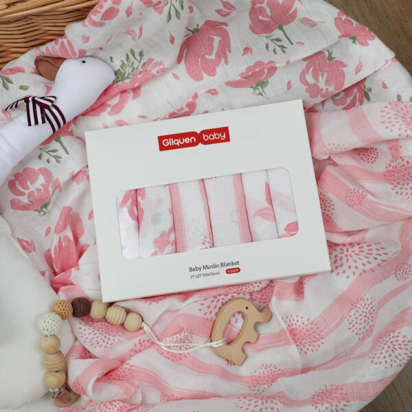 GLLQUEN BABY Receiving Blanket Boy Cotton Muslin Swaddle Blankets Girl Newborn Squares Breathable & Soft Thin Baby Blankets Cloths Double Absorbent Infant Swaddling Wrap - 6 Pack (Sun)