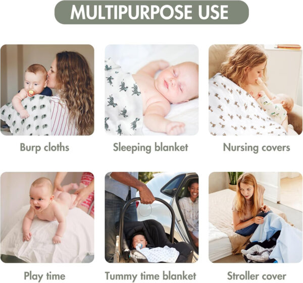 GLLQUEN BABY Receiving Blanket Boy Cotton Muslin Swaddle Blankets Girl Newborn Squares Breathable & Soft Thin Baby Blankets Cloths Double Absorbent Infant Swaddling Wrap - 6 Pack (Sun)