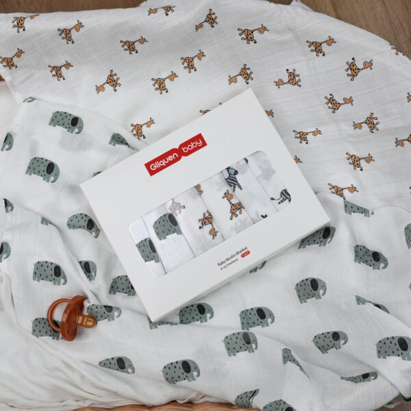 GLLQUEN BABY Receiving Blanket Boy Cotton Muslin Swaddle Blankets Girl Newborn Squares Breathable & Soft Thin Baby Blankets Cloths Double Absorbent Infant Swaddling Wrap - 6 Pack (Sun)