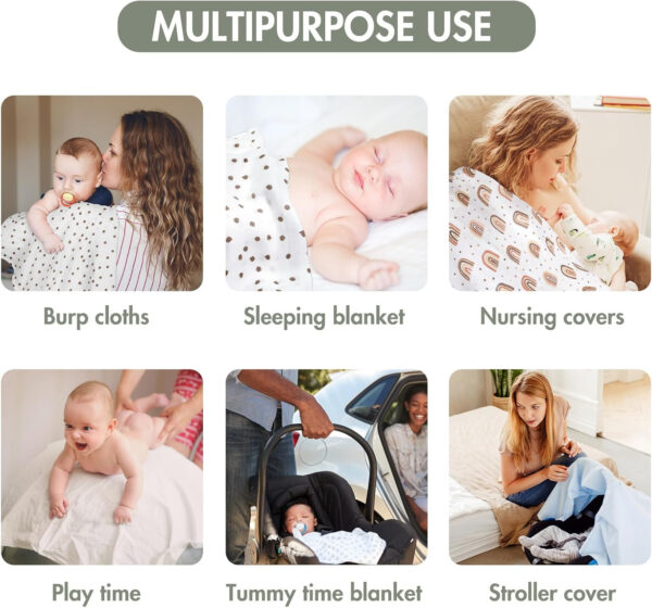 GLLQUEN BABY Receiving Blanket Boy Cotton Muslin Swaddle Blankets Girl Newborn Squares Breathable & Soft Thin Baby Blankets Cloths Double Absorbent Infant Swaddling Wrap - 6 Pack (Sun)