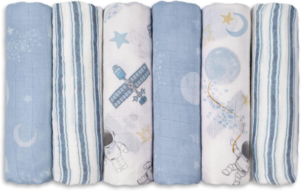 GLLQUEN BABY Receiving Blanket Boy Cotton Muslin Swaddle Blankets Girl Newborn Squares Breathable & Soft Thin Baby Blankets Cloths Double Absorbent Infant Swaddling Wrap - 6 Pack (Sun)