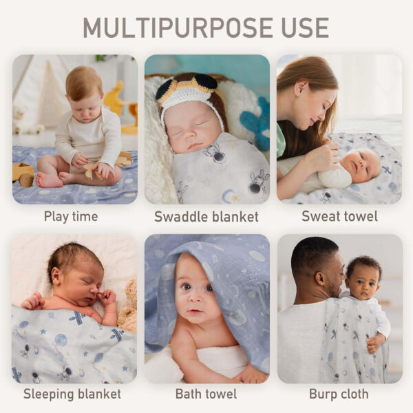 GLLQUEN BABY Receiving Blanket Boy Cotton Muslin Swaddle Blankets Girl Newborn Squares Breathable & Soft Thin Baby Blankets Cloths Double Absorbent Infant Swaddling Wrap - 6 Pack (Sun)