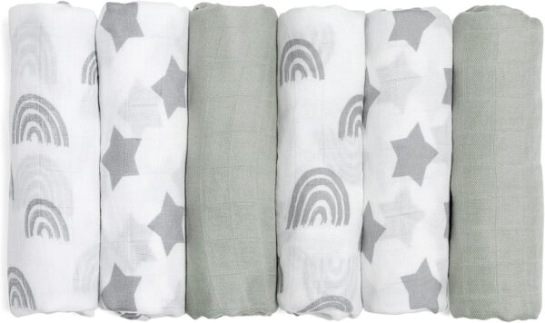 GLLQUEN BABY Receiving Blanket Boy Cotton Muslin Swaddle Blankets Girl Newborn Squares Breathable & Soft Thin Baby Blankets Cloths Double Absorbent Infant Swaddling Wrap - 6 Pack (Sun)