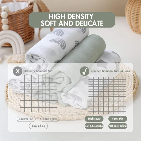 GLLQUEN BABY Receiving Blanket Boy Cotton Muslin Swaddle Blankets Girl Newborn Squares Breathable & Soft Thin Baby Blankets Cloths Double Absorbent Infant Swaddling Wrap - 6 Pack (Sun)