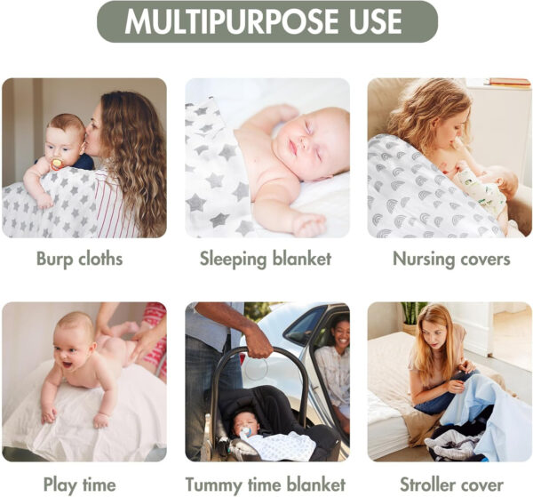 GLLQUEN BABY Receiving Blanket Boy Cotton Muslin Swaddle Blankets Girl Newborn Squares Breathable & Soft Thin Baby Blankets Cloths Double Absorbent Infant Swaddling Wrap - 6 Pack (Sun)