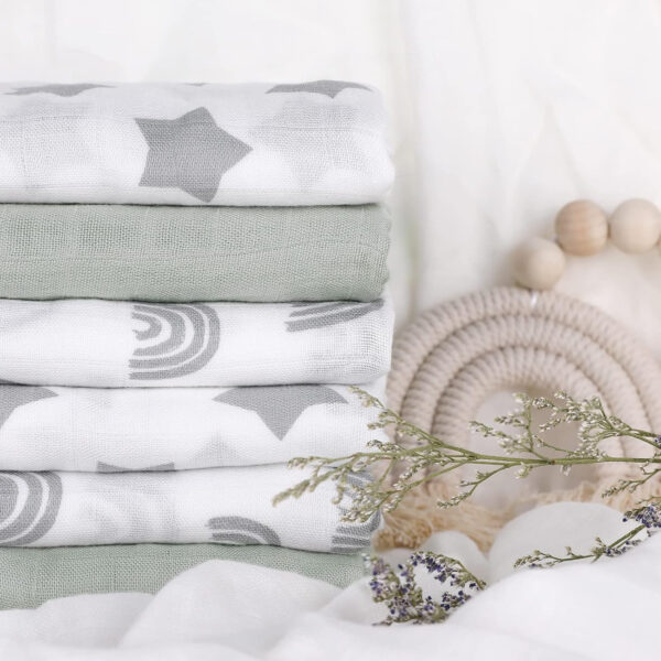 GLLQUEN BABY Receiving Blanket Boy Cotton Muslin Swaddle Blankets Girl Newborn Squares Breathable & Soft Thin Baby Blankets Cloths Double Absorbent Infant Swaddling Wrap - 6 Pack (Sun)