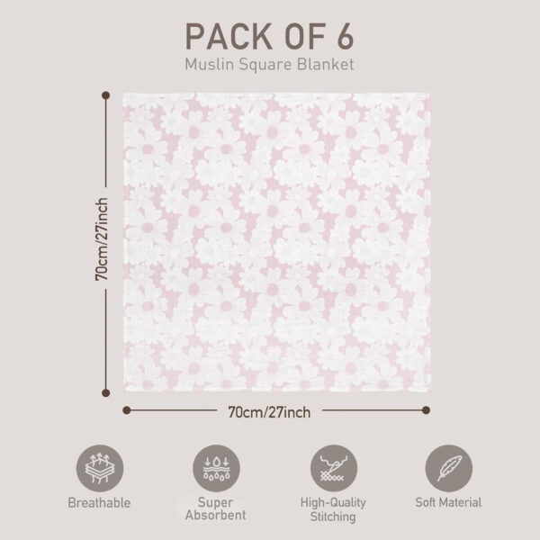 GLLQUEN BABY Receiving Blanket Boy Cotton Muslin Swaddle Blankets Girl Newborn Squares Breathable & Soft Thin Baby Blankets Cloths Double Absorbent Infant Swaddling Wrap - 6 Pack (Sun)
