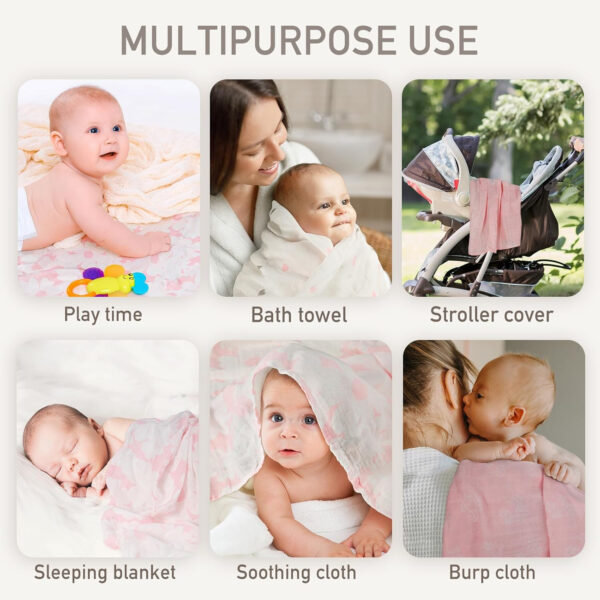GLLQUEN BABY Receiving Blanket Boy Cotton Muslin Swaddle Blankets Girl Newborn Squares Breathable & Soft Thin Baby Blankets Cloths Double Absorbent Infant Swaddling Wrap - 6 Pack (Sun)