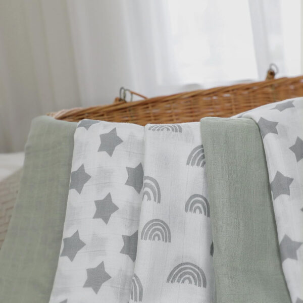 GLLQUEN BABY Receiving Blanket Boy Cotton Muslin Swaddle Blankets Girl Newborn Squares Breathable & Soft Thin Baby Blankets Cloths Double Absorbent Infant Swaddling Wrap - 6 Pack (Sun)