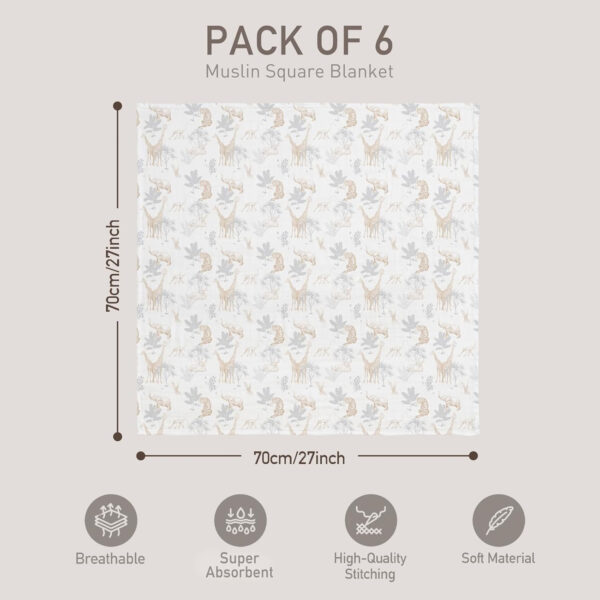GLLQUEN BABY Receiving Blanket Boy Cotton Muslin Swaddle Blankets Girl Newborn Squares Breathable & Soft Thin Baby Blankets Cloths Double Absorbent Infant Swaddling Wrap - 6 Pack (Sun)