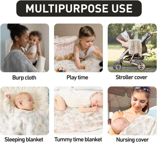 GLLQUEN BABY Receiving Blanket Boy Cotton Muslin Swaddle Blankets Girl Newborn Squares Breathable & Soft Thin Baby Blankets Cloths Double Absorbent Infant Swaddling Wrap - 6 Pack (Sun)