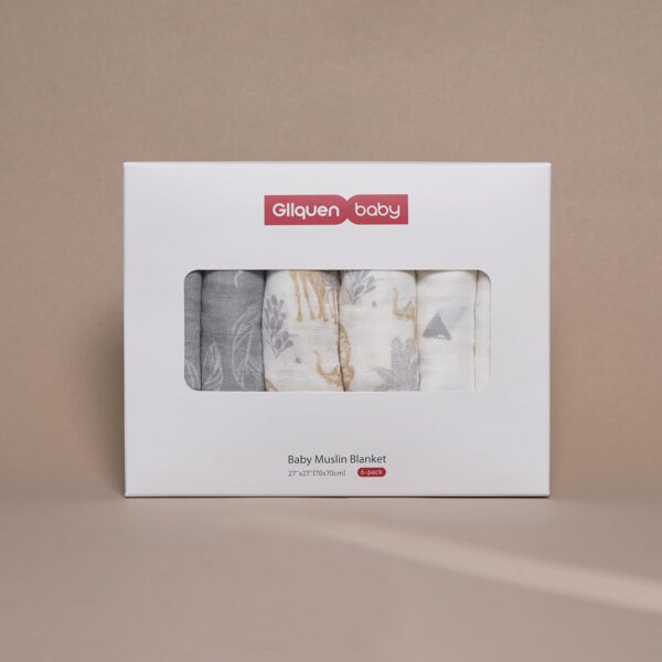 GLLQUEN BABY Receiving Blanket Boy Cotton Muslin Swaddle Blankets Girl Newborn Squares Breathable & Soft Thin Baby Blankets Cloths Double Absorbent Infant Swaddling Wrap - 6 Pack (Sun)