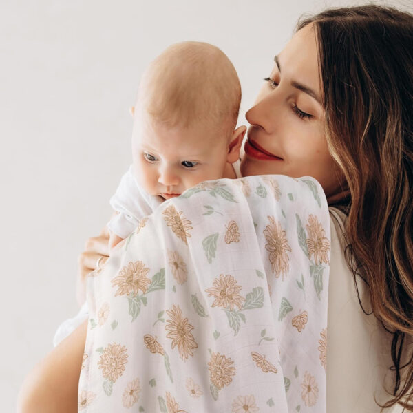 GLLQUEN BABY Receiving Blanket Boy Cotton Muslin Swaddle Blankets Girl Newborn Squares Breathable & Soft Thin Baby Blankets Cloths Double Absorbent Infant Swaddling Wrap - 6 Pack (Sun)