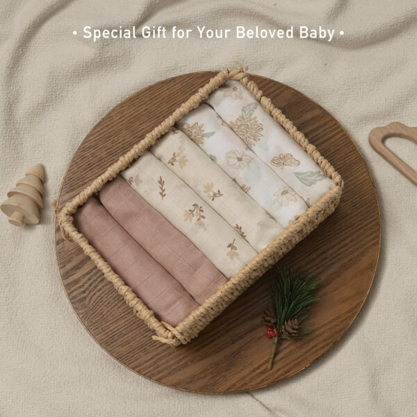 GLLQUEN BABY Receiving Blanket Boy Cotton Muslin Swaddle Blankets Girl Newborn Squares Breathable & Soft Thin Baby Blankets Cloths Double Absorbent Infant Swaddling Wrap - 6 Pack (Sun)