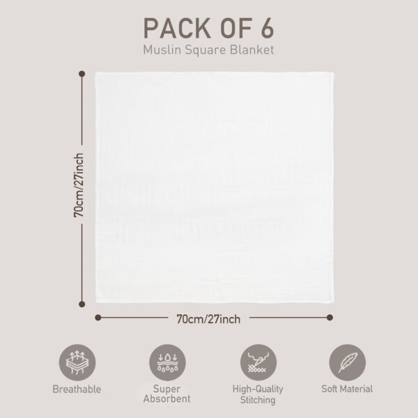 GLLQUEN BABY Receiving Blanket Boy Cotton Muslin Swaddle Blankets Girl Newborn Squares Breathable & Soft Thin Baby Blankets Cloths Double Absorbent Infant Swaddling Wrap - 6 Pack (Sun)