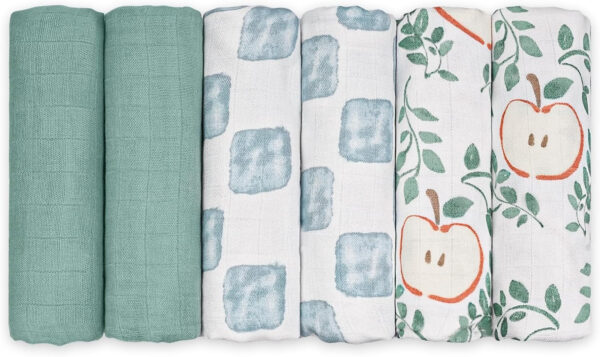 GLLQUEN BABY Receiving Blanket Boy Cotton Muslin Swaddle Blankets Girl Newborn Squares Breathable & Soft Thin Baby Blankets Cloths Double Absorbent Infant Swaddling Wrap - 6 Pack (Sun)