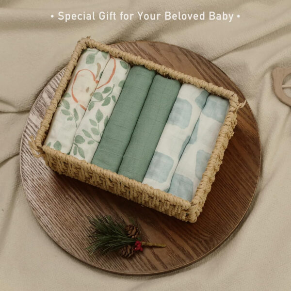 GLLQUEN BABY Receiving Blanket Boy Cotton Muslin Swaddle Blankets Girl Newborn Squares Breathable & Soft Thin Baby Blankets Cloths Double Absorbent Infant Swaddling Wrap - 6 Pack (Sun)