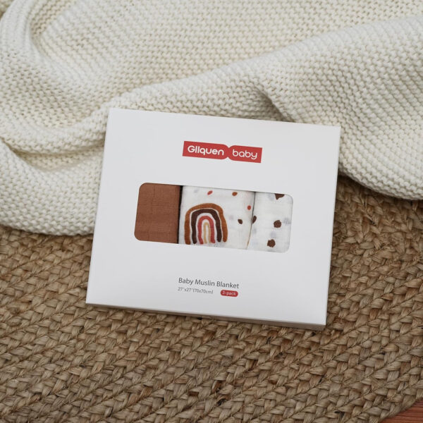 GLLQUEN BABY Receiving Blanket Boy Cotton Muslin Swaddle Blankets Girl Newborn Squares Breathable & Soft Thin Baby Blankets Cloths Double Absorbent Infant Swaddling Wrap - 6 Pack (Sun)