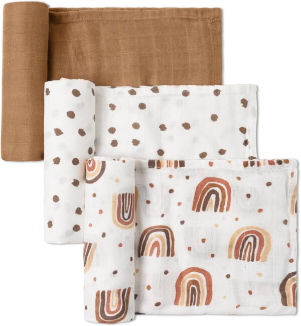 GLLQUEN BABY Receiving Blanket Boy Cotton Muslin Swaddle Blankets Girl Newborn Squares Breathable & Soft Thin Baby Blankets Cloths Double Absorbent Infant Swaddling Wrap - 6 Pack (Sun)