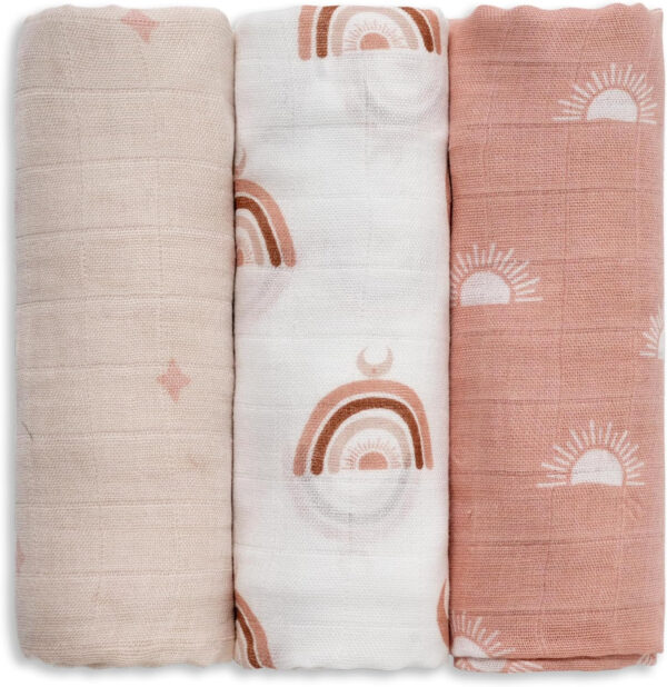 GLLQUEN BABY Receiving Blanket Boy Cotton Muslin Swaddle Blankets Girl Newborn Squares Breathable & Soft Thin Baby Blankets Cloths Double Absorbent Infant Swaddling Wrap - 6 Pack (Sun)