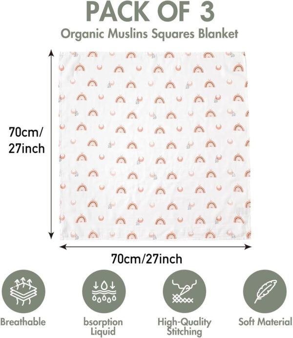 GLLQUEN BABY Receiving Blanket Boy Cotton Muslin Swaddle Blankets Girl Newborn Squares Breathable & Soft Thin Baby Blankets Cloths Double Absorbent Infant Swaddling Wrap - 6 Pack (Sun)