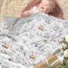 BOPRIO Baby Blankets for Unisex Boys Girls, Super Soft Nursery Minky Blankets with Baby Elephant Design and Dotted Fleece Backing, Printed Bed Throws Newborn