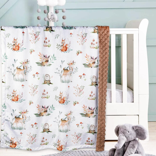 BOPRIO Baby Blankets for Unisex Boys Girls, Super Soft Nursery Minky Blankets with Baby Elephant Design and Dotted Fleece Backing, Printed Bed Throws Newborn