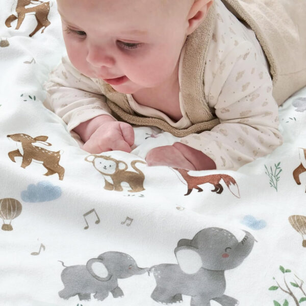 BOPRIO Baby Blankets for Unisex Boys Girls, Super Soft Nursery Minky Blankets with Baby Elephant Design and Dotted Fleece Backing, Printed Bed Throws Newborn