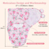 david's kids 100% Cotton 3 Pack Baby Swaddle Wrap for 0-3 Months, Soft Breathable Swaddle Blanket for Newborn Infant, Adjustable Baby Wrap Sleep Sacks for Girls, Newborn Essentials, Floral