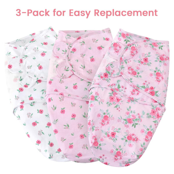 david's kids 100% Cotton 3 Pack Baby Swaddle Wrap for 0-3 Months, Soft Breathable Swaddle Blanket for Newborn Infant, Adjustable Baby Wrap Sleep Sacks for Girls, Newborn Essentials, Floral
