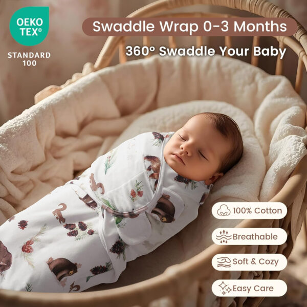 david's kids 100% Cotton 3 Pack Baby Swaddle Wrap for 0-3 Months, Soft Breathable Swaddle Blanket for Newborn Infant, Adjustable Baby Wrap Sleep Sacks for Girls, Newborn Essentials, Floral