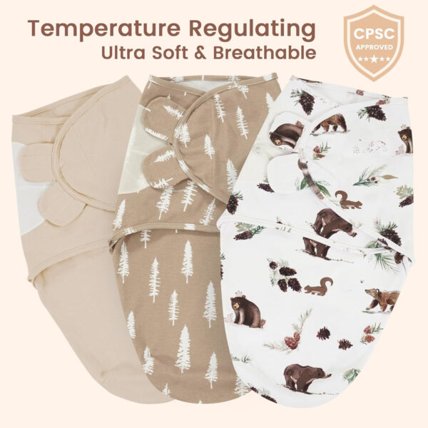 david's kids 100% Cotton 3 Pack Baby Swaddle Wrap for 0-3 Months, Soft Breathable Swaddle Blanket for Newborn Infant, Adjustable Baby Wrap Sleep Sacks for Girls, Newborn Essentials, Floral