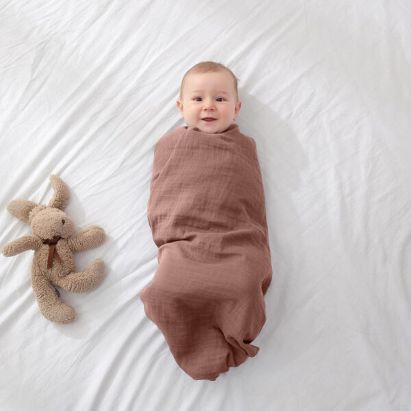 Muslin Swaddle Blankets for Boys and Girls, Soft Cotton Baby Swaddle Blankets for Unisex, 47 X 47 inches Muslin Swaddles, 4 Pack Leaves & Warmth Colors