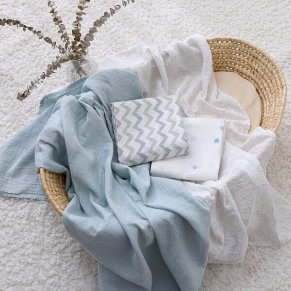 Muslin Swaddle Blankets for Boys and Girls, Soft Cotton Baby Swaddle Blankets for Unisex, 47 X 47 inches Muslin Swaddles, 4 Pack Leaves & Warmth Colors