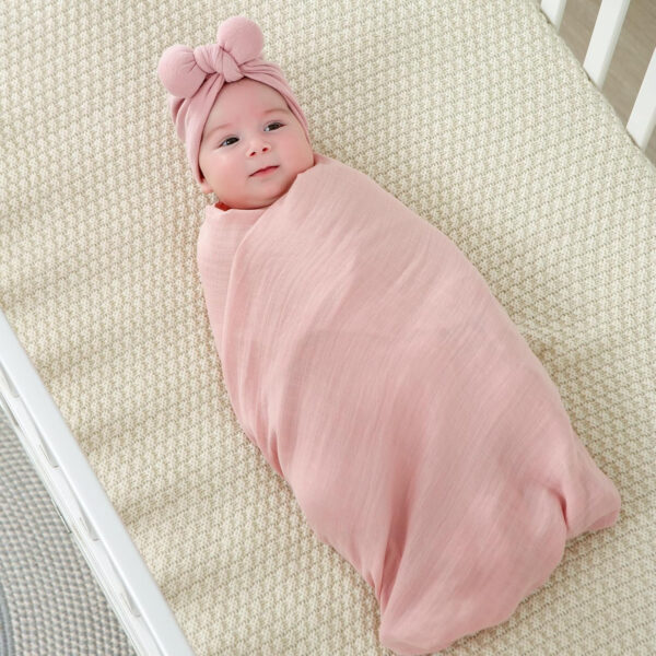 Muslin Swaddle Blankets for Boys and Girls, Soft Cotton Baby Swaddle Blankets for Unisex, 47 X 47 inches Muslin Swaddles, 4 Pack Leaves & Warmth Colors