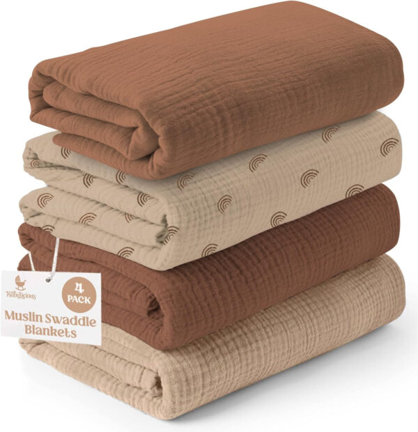 Muslin Swaddle Blankets - 4 Pack | Muslin Baby Blanket for Newborn Boy/Girl | Soft&Breathable Receiving Blankets | Newborn Swaddle Blanket (47" x 47")| Baby Essentials,Registry & Gift- Desert Dreams