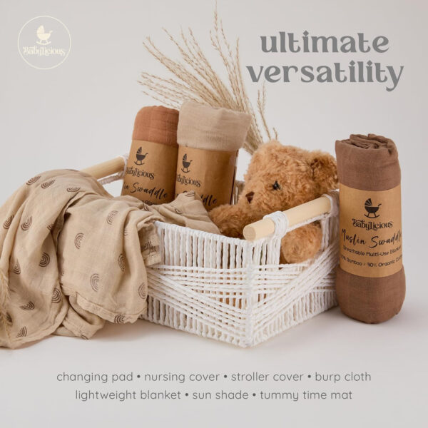 Muslin Swaddle Blankets - 4 Pack | Muslin Baby Blanket for Newborn Boy/Girl | Soft&Breathable Receiving Blankets | Newborn Swaddle Blanket (47" x 47")| Baby Essentials,Registry & Gift- Desert Dreams