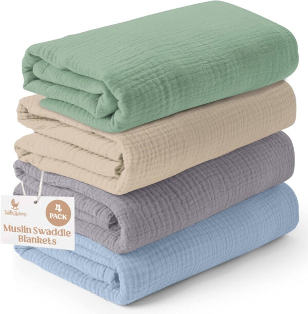 Muslin Swaddle Blankets - 4 Pack | Muslin Baby Blanket for Newborn Boy/Girl | Soft&Breathable Receiving Blankets | Newborn Swaddle Blanket (47" x 47")| Baby Essentials,Registry & Gift- Desert Dreams