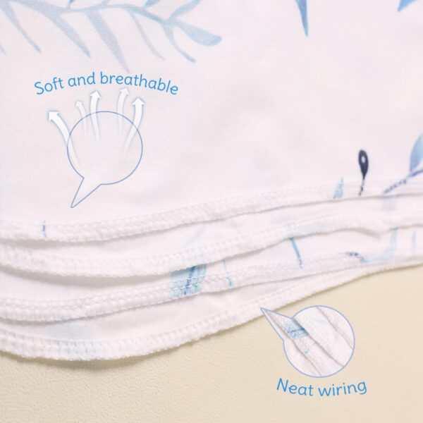 Ylsteed Baby Swaddle Blanket and Headband Set, Newborn Receiving Blanket Swaddle Wrap for Girls and Boys, Swaddling Blankets Neutral for Newborn， Soft and Skin-Friendly 32 * 32 inches (Blue Leaves)