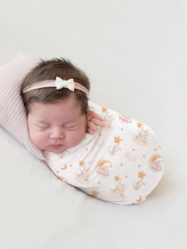 Ylsteed Baby Swaddle Blanket and Headband Set, Newborn Receiving Blanket Swaddle Wrap for Girls and Boys, Swaddling Blankets Neutral for Newborn， Soft and Skin-Friendly 32 * 32 inches (Blue Leaves)