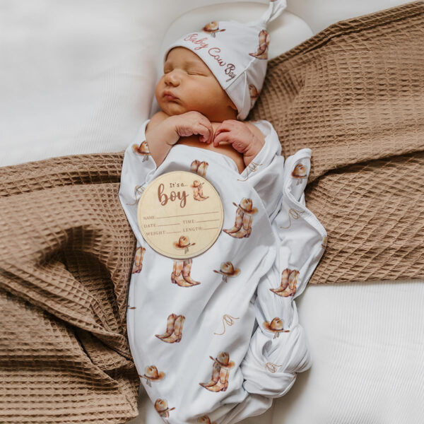 Ylsteed Baby Swaddle Blanket and Headband Set, Newborn Receiving Blanket Swaddle Wrap for Girls and Boys, Swaddling Blankets Neutral for Newborn， Soft and Skin-Friendly 32 * 32 inches (Blue Leaves)