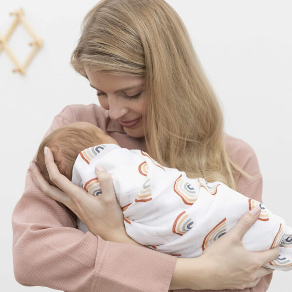 Organic Baby Muslin Swaddle Blankets for Boy or Girl - Eucalyptus Leaves and Sage Swaddling Blanket 2 Pack - Soft Muslin, XLarge and Breathable, Boho Baby, 47" X 47"