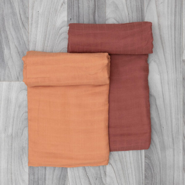 Organic Baby Muslin Swaddle Blankets for Boy or Girl - Eucalyptus Leaves and Sage Swaddling Blanket 2 Pack - Soft Muslin, XLarge and Breathable, Boho Baby, 47" X 47"